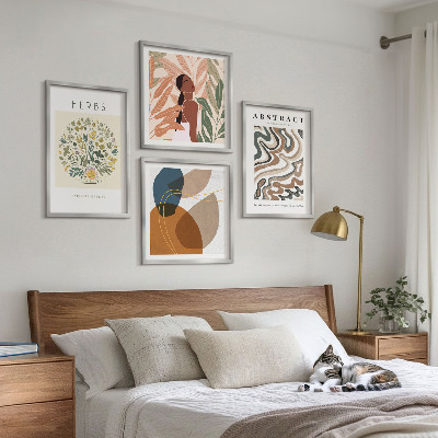 Set 4 slik v okvirju Boho estetski pastelni plakati