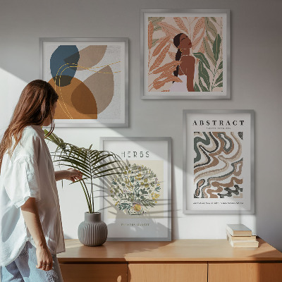Set 4 slik v okvirju Boho estetski pastelni plakati