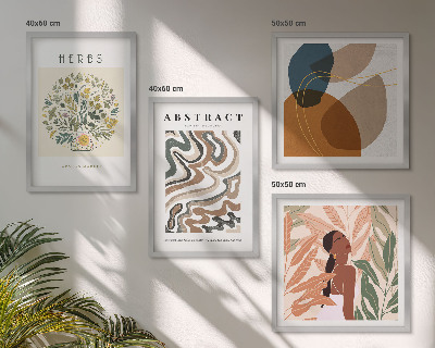Set 4 slik v okvirju Boho estetski pastelni plakati