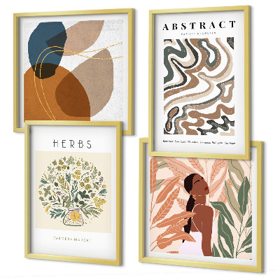 Set 4 slik v okvirju Boho estetski pastelni plakati