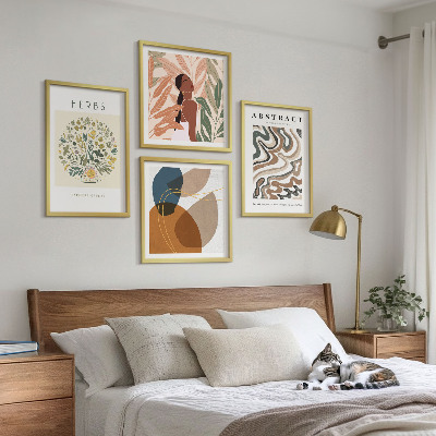 Set 4 slik v okvirju Boho estetski pastelni plakati