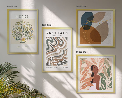 Set 4 slik v okvirju Boho estetski pastelni plakati