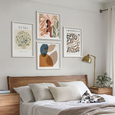Set 4 slik v okvirju Boho estetski pastelni plakati