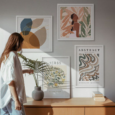 Set 4 slik v okvirju Boho estetski pastelni plakati