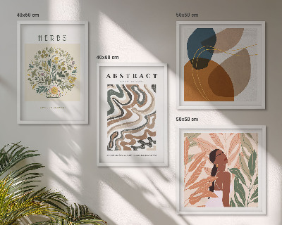Set 4 slik v okvirju Boho estetski pastelni plakati