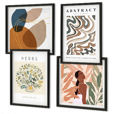 Set 4 slik v okvirju Boho estetski pastelni plakati