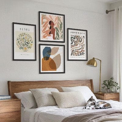 Set 4 slik v okvirju Boho estetski pastelni plakati