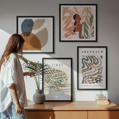 Set 4 slik v okvirju Boho estetski pastelni plakati