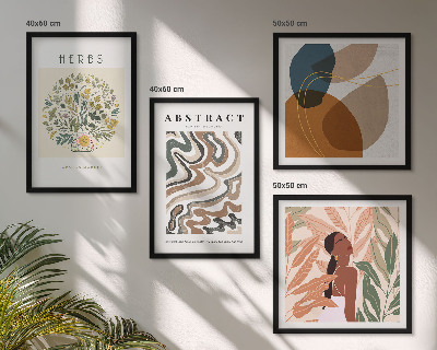 Set 4 slik v okvirju Boho estetski pastelni plakati
