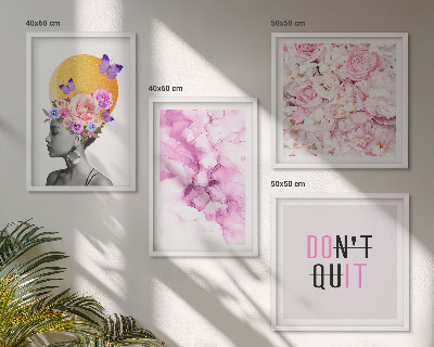 Pripravljena stenska galerija Abstraktni portret ženske z rožami