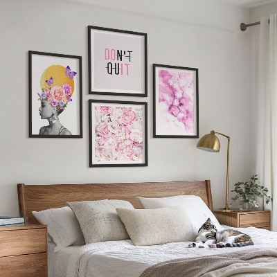 Pripravljena stenska galerija Abstraktni portret ženske z rožami