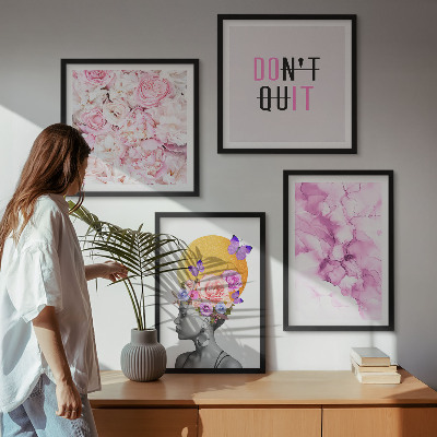 Pripravljena stenska galerija Abstraktni portret ženske z rožami