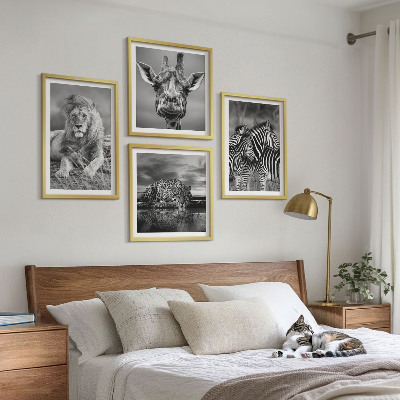 Komplet slik nad zofo Divje živali Lev Jaguar Žirafa Zebre