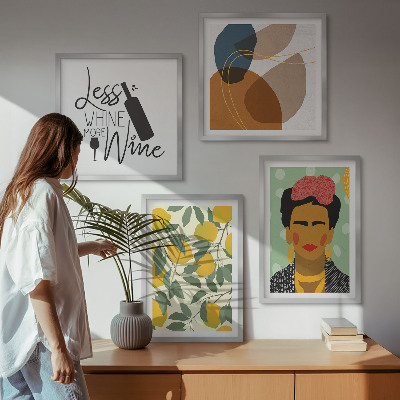 Set 4 slik v okvirju Portret Fride z limoninim vinom