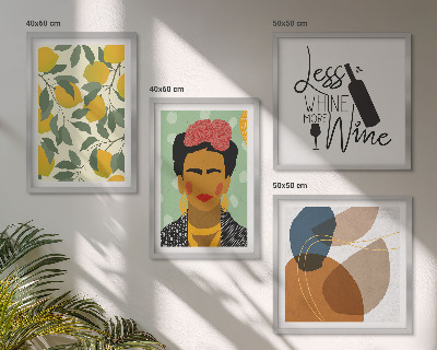 Set 4 slik v okvirju Portret Fride z limoninim vinom