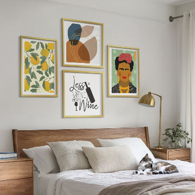 Set 4 slik v okvirju Portret Fride z limoninim vinom