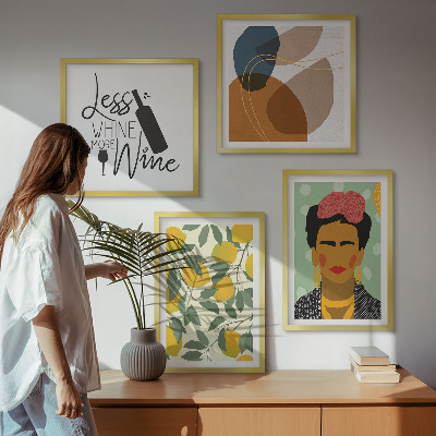 Set 4 slik v okvirju Portret Fride z limoninim vinom