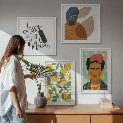 Portret Fride z limoninim vinom komplet 4 slik v okvirju