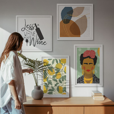 Set 4 slik v okvirju Portret Fride z limoninim vinom