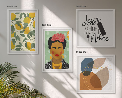 Set 4 slik v okvirju Portret Fride z limoninim vinom