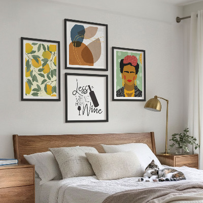 Set 4 slik v okvirju Portret Fride z limoninim vinom