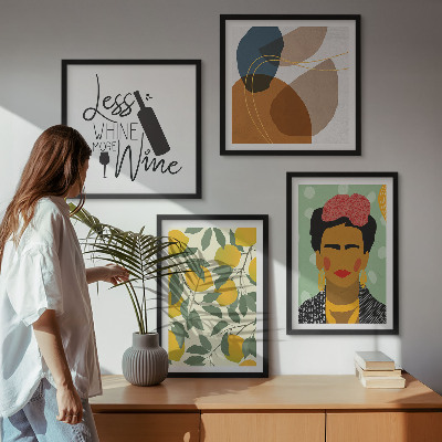 Set 4 slik v okvirju Portret Fride z limoninim vinom