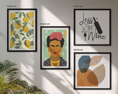 Set 4 slik v okvirju Portret Fride z limoninim vinom