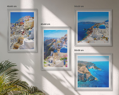 Set 4 slik v okvirju Arhitekturna pokrajina Oia Santorini Grčija