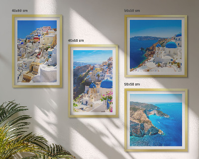 Set 4 slik v okvirju Arhitekturna pokrajina Oia Santorini Grčija
