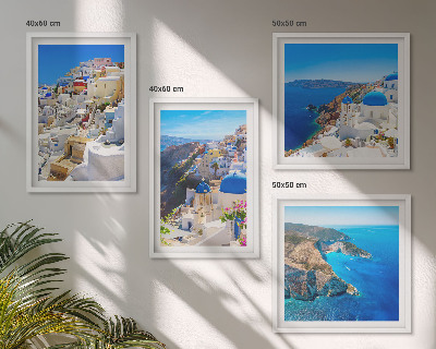 Set 4 slik v okvirju Arhitekturna pokrajina Oia Santorini Grčija