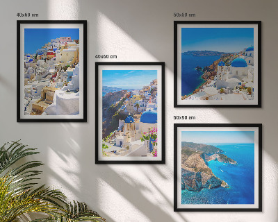 Set 4 slik v okvirju Arhitekturna pokrajina Oia Santorini Grčija