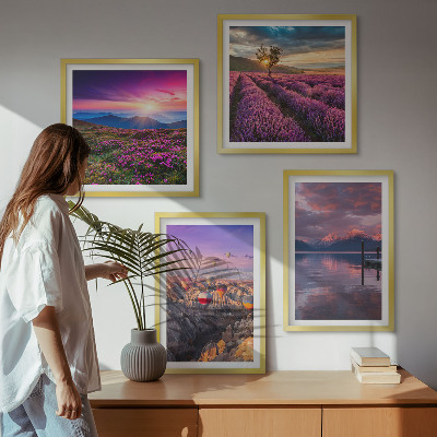 Pripravljena stenska galerija Sončni zahod na poljih sivke