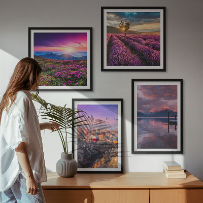 Pripravljena stenska galerija Sončni zahod na poljih sivke