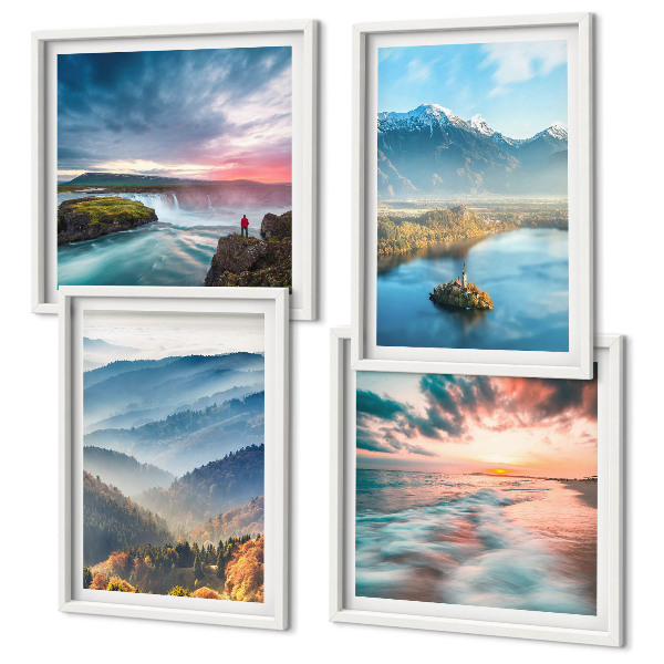 Set 4 slik v okvirju Slapovi gorskih pokrajin