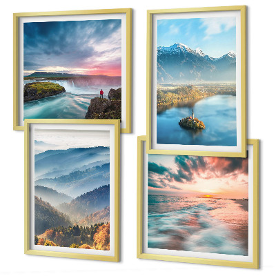 Set 4 slik v okvirju Slapovi gorskih pokrajin
