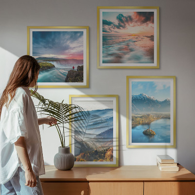 Set 4 slik v okvirju Slapovi gorskih pokrajin