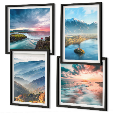 Set 4 slik v okvirju Slapovi gorskih pokrajin