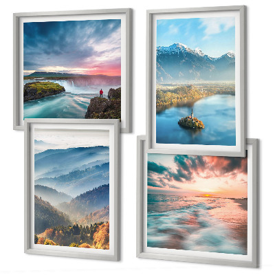 Set 4 slik v okvirju Slapovi gorskih pokrajin