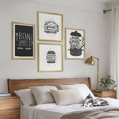 Set 4 slik v okvirju Grafični slogani za hrano in kulinariko