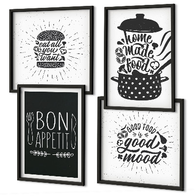 Set 4 slik v okvirju Grafični slogani za hrano in kulinariko