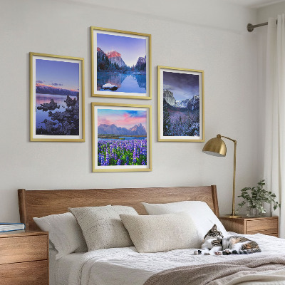 Pripravljena stenska galerija Gorske pokrajine, voda, cvetlično polje