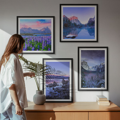 Pripravljena stenska galerija Gorske pokrajine, voda, cvetlično polje