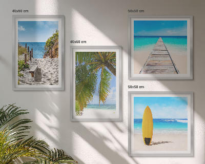 Komplet slik nad zofo Počitniški razgledi na plažo, palme