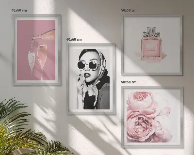 Pripravljena stenska galerija v elegantnih roza odtenkih
