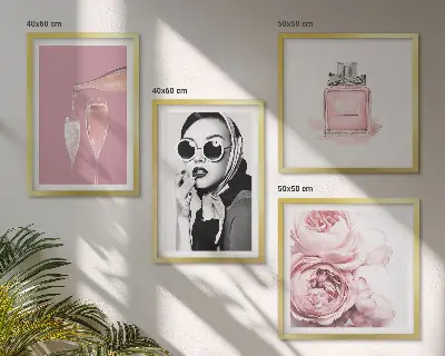 Pripravljena stenska galerija v elegantnih roza odtenkih