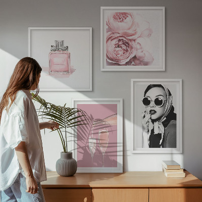 Pripravljena stenska galerija Elegantni roza dodatki