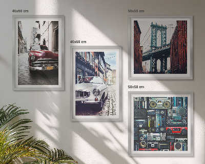 Komplet slik nad zofo Stari avtomobili Brooklyn retro avdio