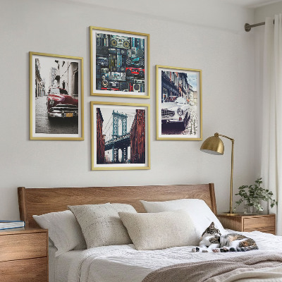 Komplet slik nad zofo Stari avtomobili Brooklyn retro avdio
