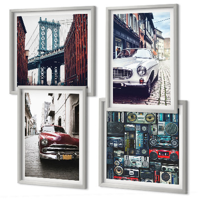Komplet slik nad zofo Stari avtomobili Brooklyn retro avdio