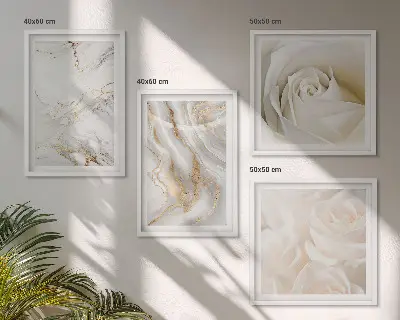Pripravljena stenska galerija z elegantnimi marmornimi vzorci